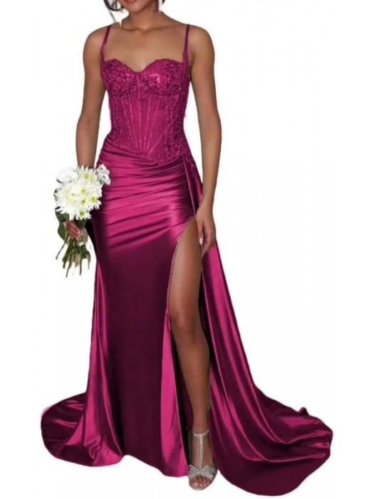 Vestito Donna Maxi Diciottesimo Festa Occasione Speciale Party Dress Viola Rosso 110551